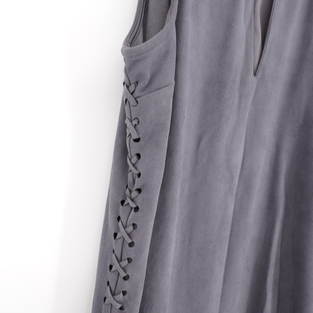 Black Swan Ultra Suede Mini Dress Womens S Gray Goth Grunge Festival Side Lace - Picture 4 of 10